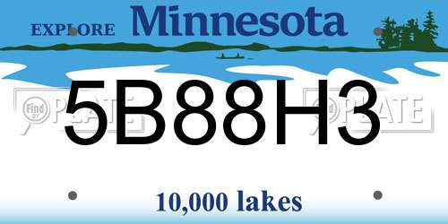 5B88H3 Minnesota License Plate