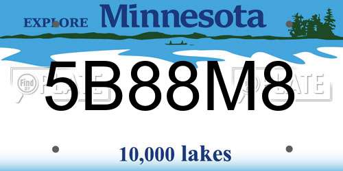 5B88M8 Minnesota License Plate
