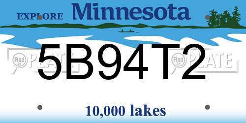 5B94T2 Minnesota License Plate