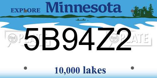 5B94Z2 Minnesota License Plate
