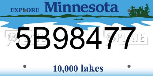 5B98477 Minnesota License Plate