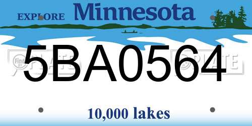 5BA0564 Minnesota License Plate
