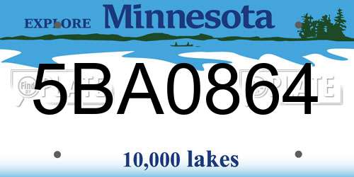 5BA0864 Minnesota License Plate