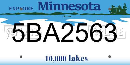 5BA2563 Minnesota License Plate