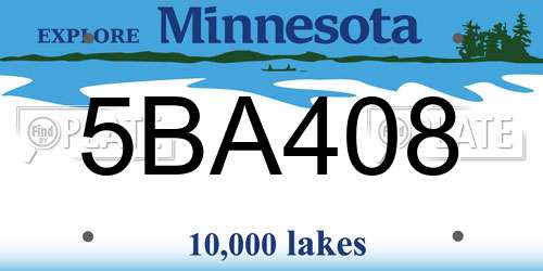 5BA408 Minnesota License Plate