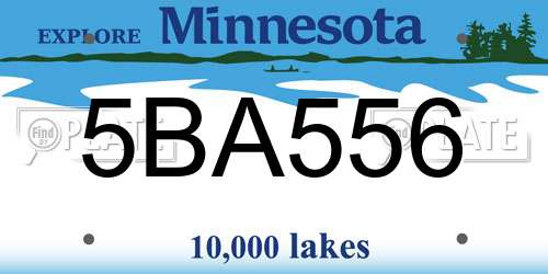 5BA556 Minnesota License Plate