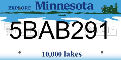 5BAB291 Minnesota License Plate