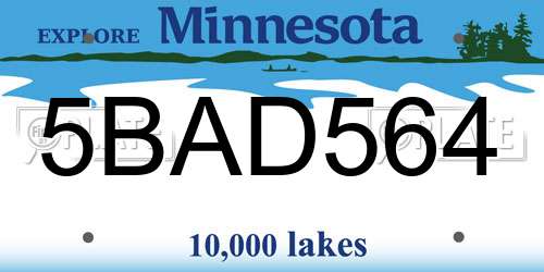 5BAD564 Minnesota License Plate