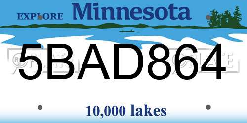 5BAD864 Minnesota License Plate