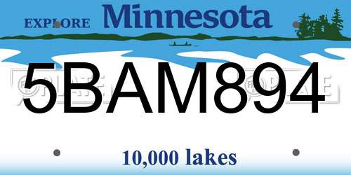 5BAM894 Minnesota License Plate