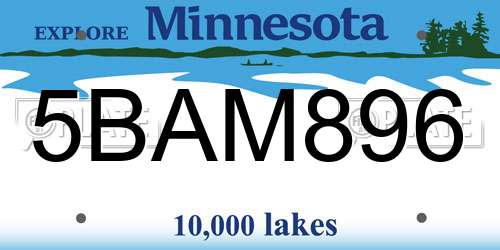 5BAM896 Minnesota License Plate