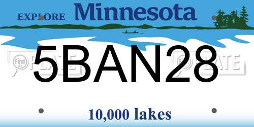 5BAN28 Minnesota License Plate