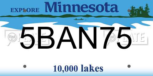 5BAN75 Minnesota License Plate