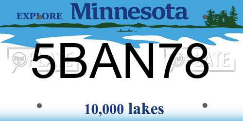 5BAN78 Minnesota License Plate