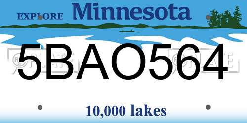 5BAO564 Minnesota License Plate