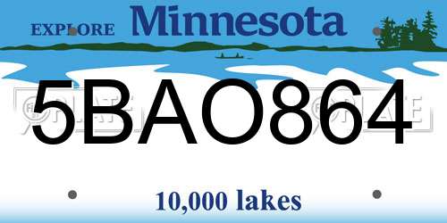 5BAO864 Minnesota License Plate