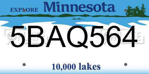 5BAQ564 Minnesota License Plate