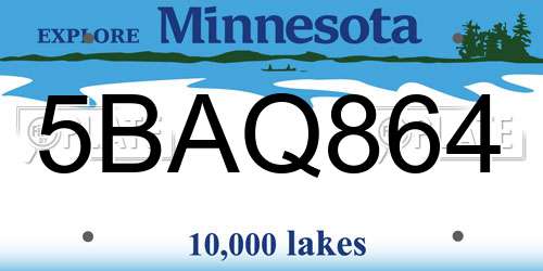 5BAQ864 Minnesota License Plate