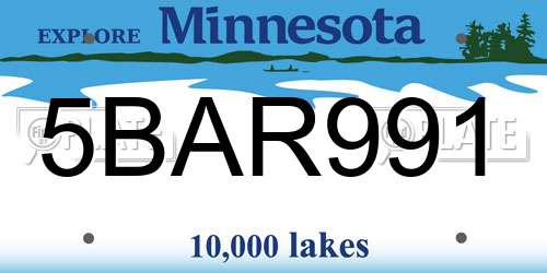 5BAR991 Minnesota License Plate