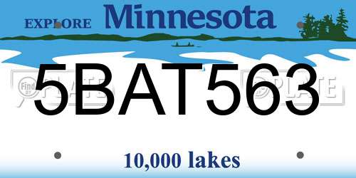 5BAT563 Minnesota License Plate