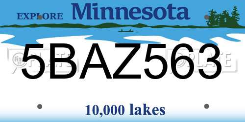 5BAZ563 Minnesota License Plate
