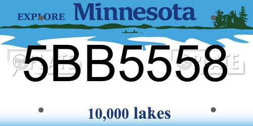 5BB5558 Minnesota License Plate
