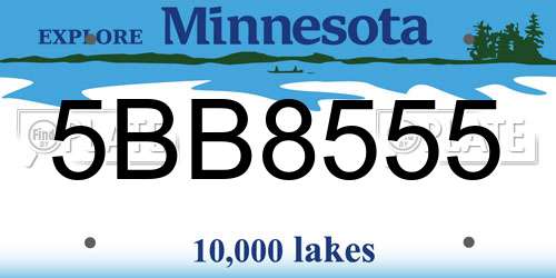 5BB8555 Minnesota License Plate