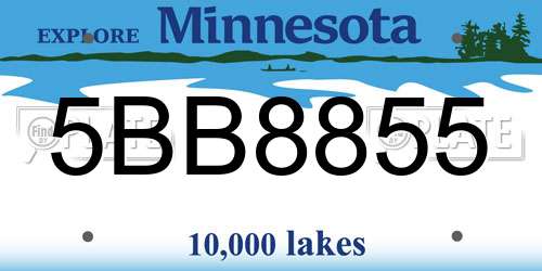 5BB8855 Minnesota License Plate
