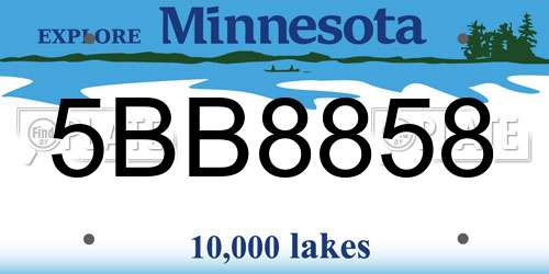 5BB8858 Minnesota License Plate