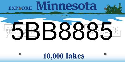 5BB8885 Minnesota License Plate