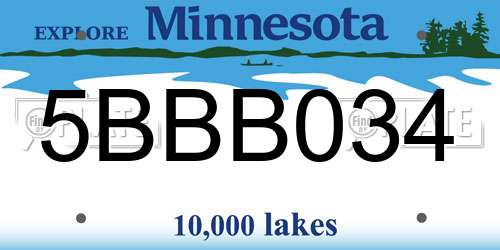 5BBB034 Minnesota License Plate