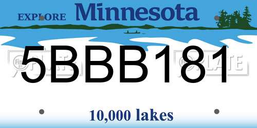 5BBB181 Minnesota License Plate