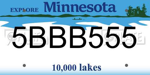 5BBB555 Minnesota License Plate