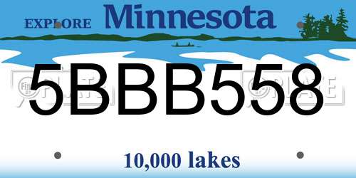 5BBB558 Minnesota License Plate