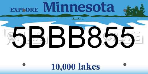 5BBB855 Minnesota License Plate