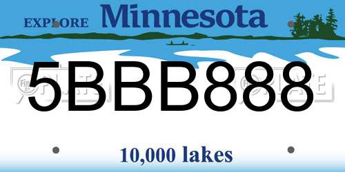 5BBB888 Minnesota License Plate
