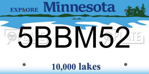 5BBM52 Minnesota License Plate