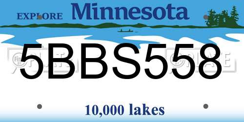 5BBS558 Minnesota License Plate