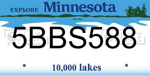 5BBS588 Minnesota License Plate