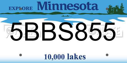 5BBS855 Minnesota License Plate