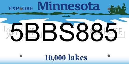 5BBS885 Minnesota License Plate
