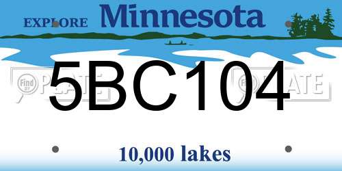 5BC104 Minnesota License Plate