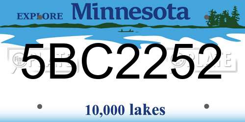 5BC2252 Minnesota License Plate