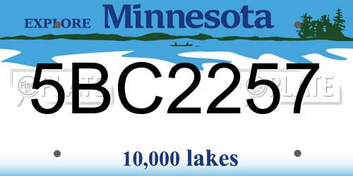 5BC2257 Minnesota License Plate