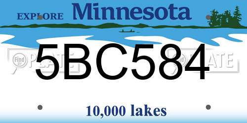 5BC584 Minnesota License Plate
