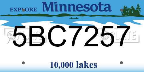 5BC7257 Minnesota License Plate