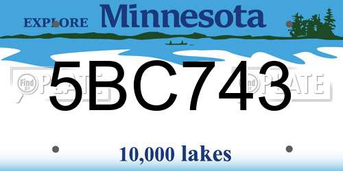 5BC743 Minnesota License Plate