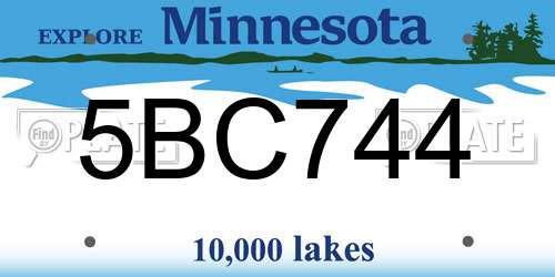 5BC744 Minnesota License Plate