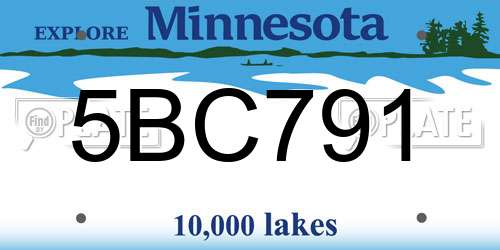 5BC791 Minnesota License Plate