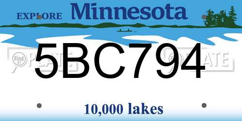 5BC794 Minnesota License Plate
